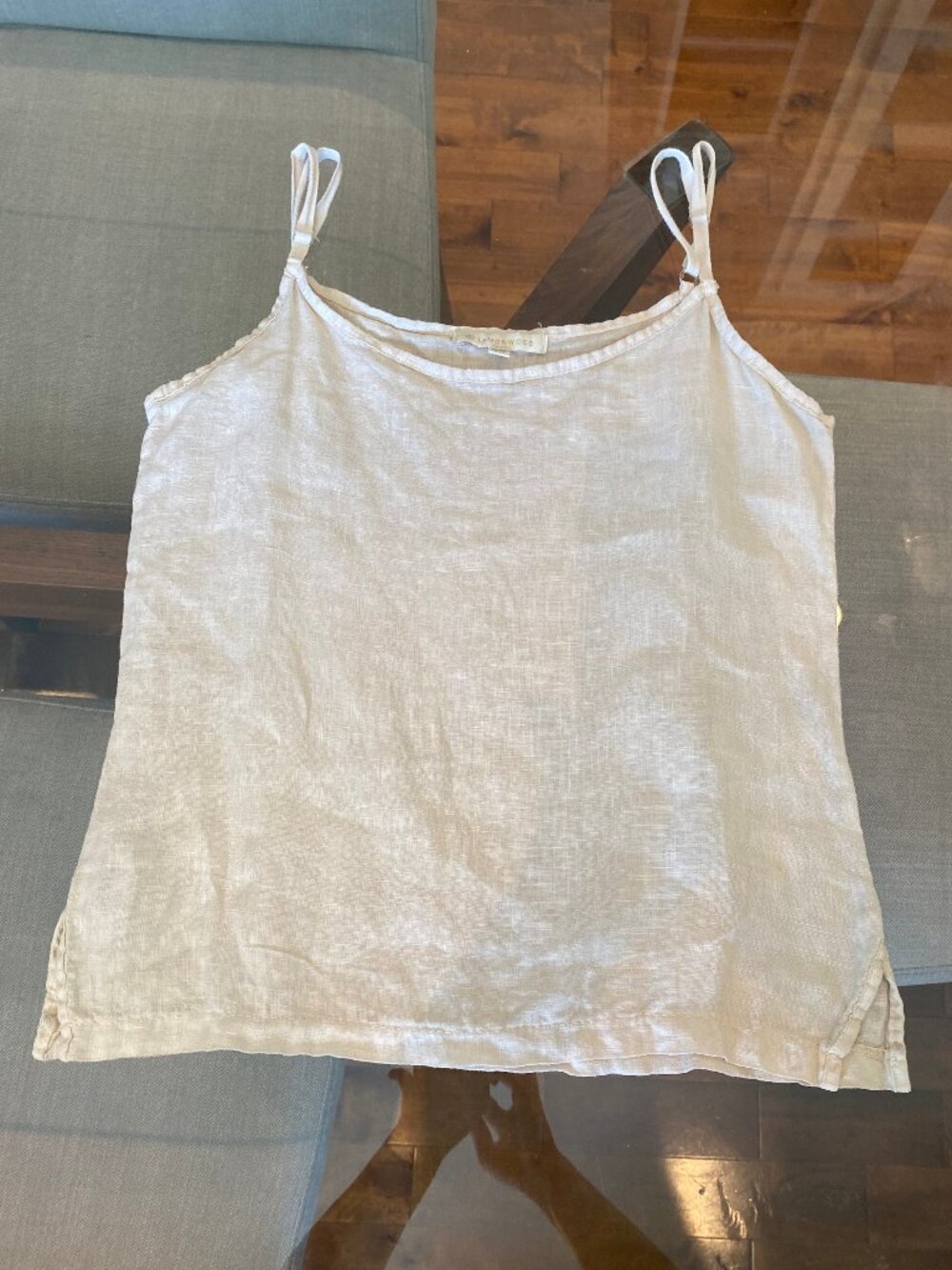 100% Linen Lemonwood Stonewash Beige Tank Top S